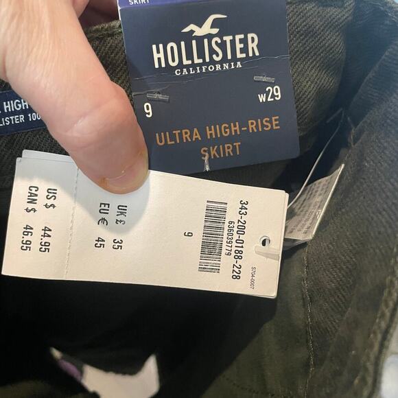 NWT Hollister Mini Skirt Size 9 29 Denim Cut Off Jean Snake Ultra High Rise - Picture 8 of 14